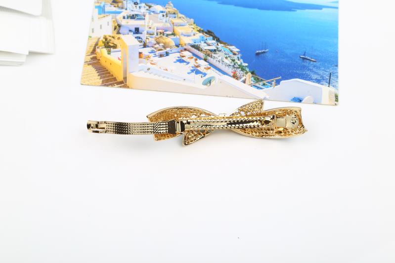 Ting Xuan Jewelry Headdress Alloy With Diamond Stylish Leaf Edge 8 Cm Cross Clip Hairpin Pin 002 Specification drawing
