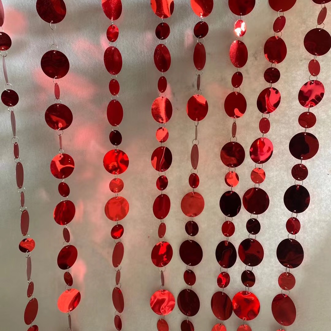 Festive decoration window curtain, shops, kindergartens dress up 1 meter round sequins hanging strings