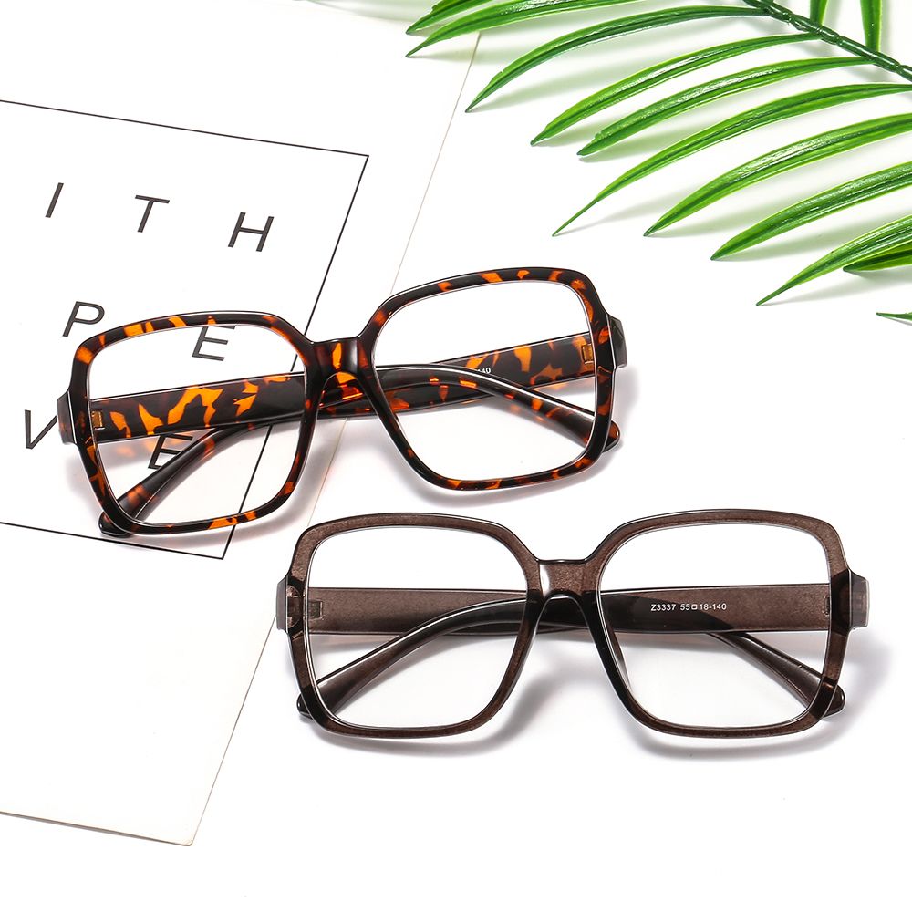 Classic large frame decorative flat lens art retro eyeglass frame fashion square glasses thumbnail