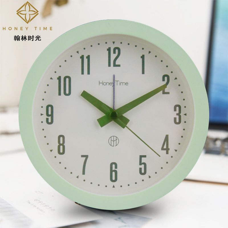 创意圆形数字时尚简约闹钟12CM儿童学生礼品居家装饰静音夜灯时钟产品图