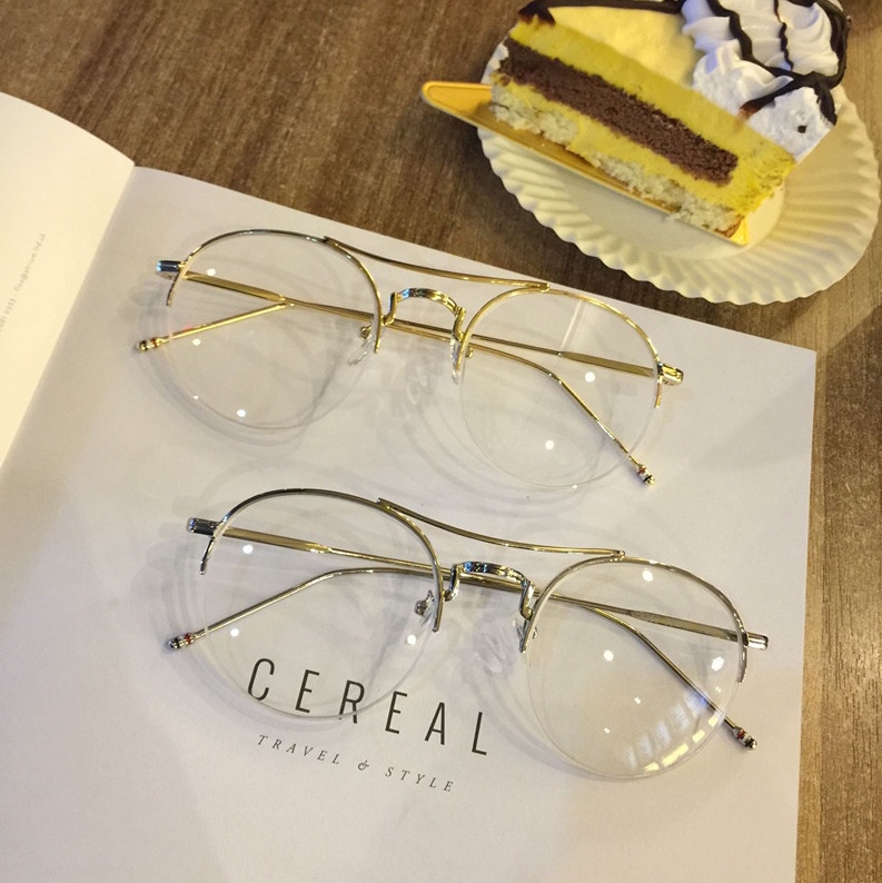 Transparent lens metal half-frame glasses can be paired with myopia glasses frames Specification image