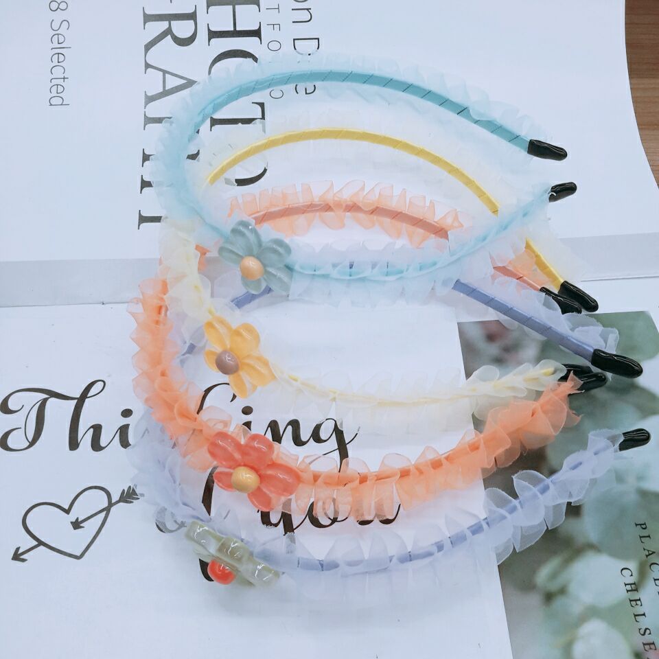 South Korea Dongdaemun the same fabric color simple headband net red girl cartoon yarn hair card fashion headband details Picture