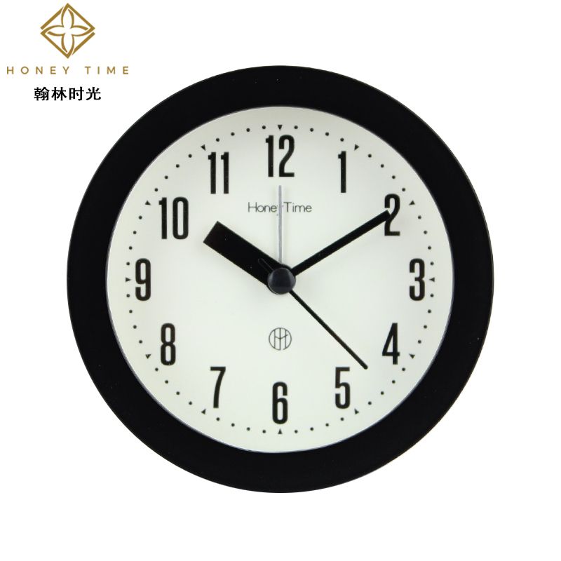 创意圆形数字简约闹钟9.5CM儿童学生礼品居家装饰静音夜灯时钟