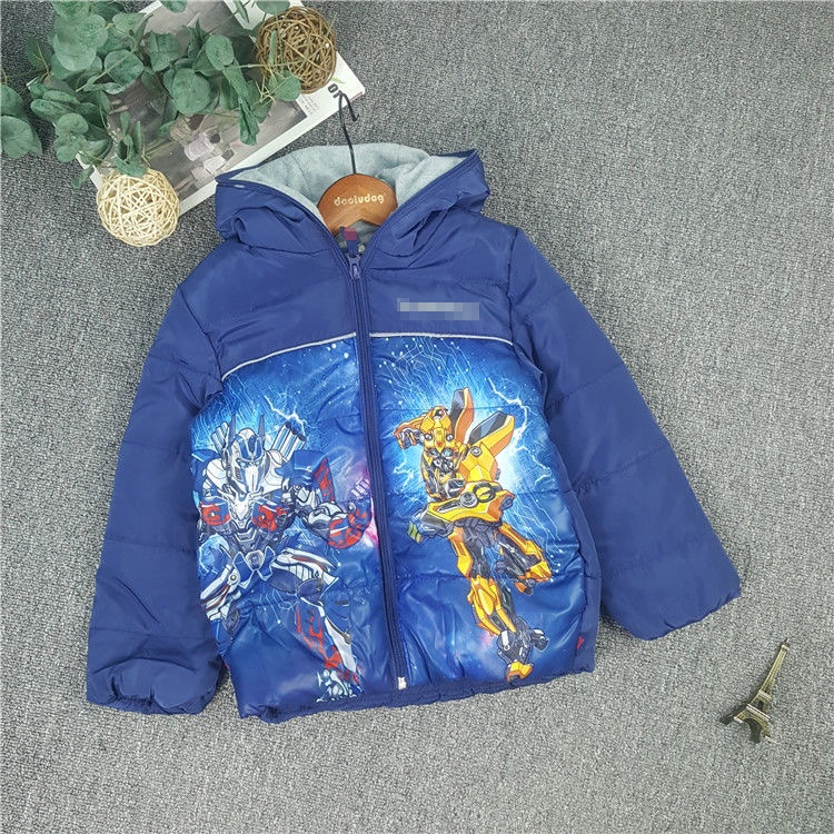 Special counter brand original single shear label Transformer robot pattern velvet cotton jacket hooded coat children winter thumbnail