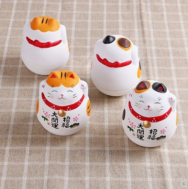 可爱招财不倒翁陶瓷摆件 生日节日招财猫礼物实用创意礼品