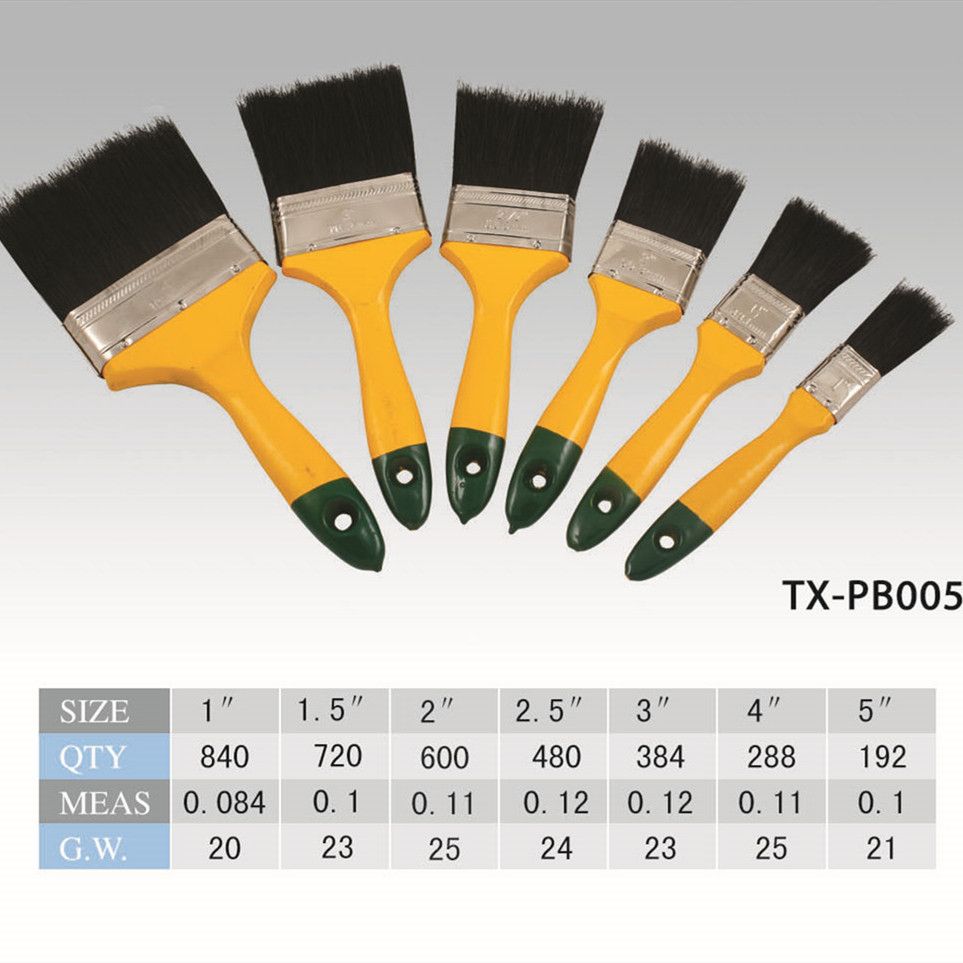 黄色柄绿点黑毛油漆刷多种尺寸厂家直销质量保证量大价优欢迎选购详情图1