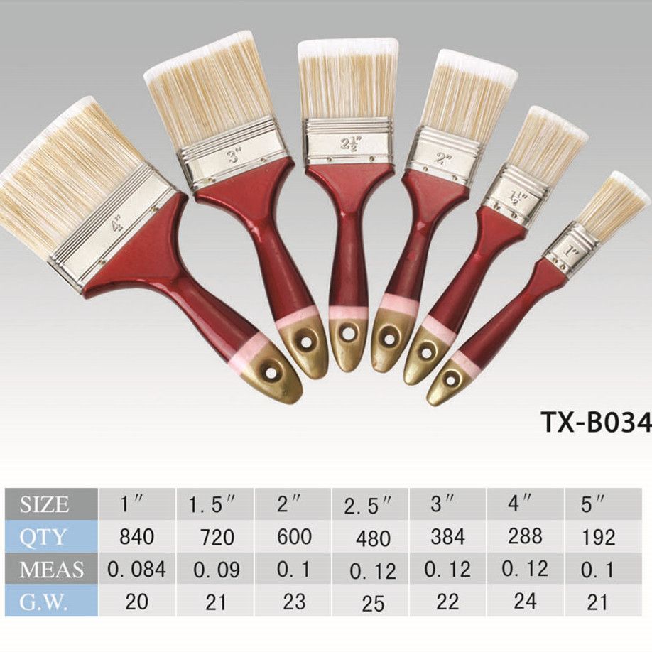 红色柄金点米黄色毛油漆刷多种尺寸厂家直销质量保证量大价优详情图1