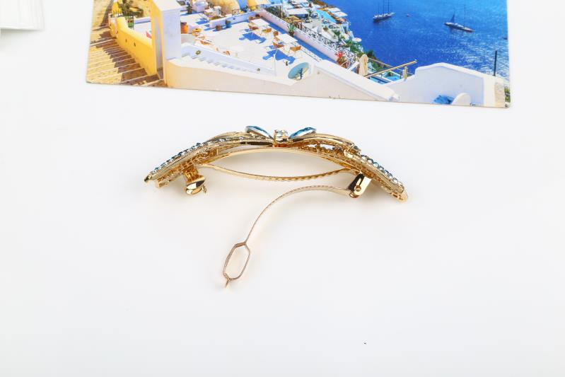 Ting Xuan Jewelry Headdress Alloy With Diamond Stylish Leaf Edge 8 Cm Cross Clip Hairpin Pin 002 details Picture