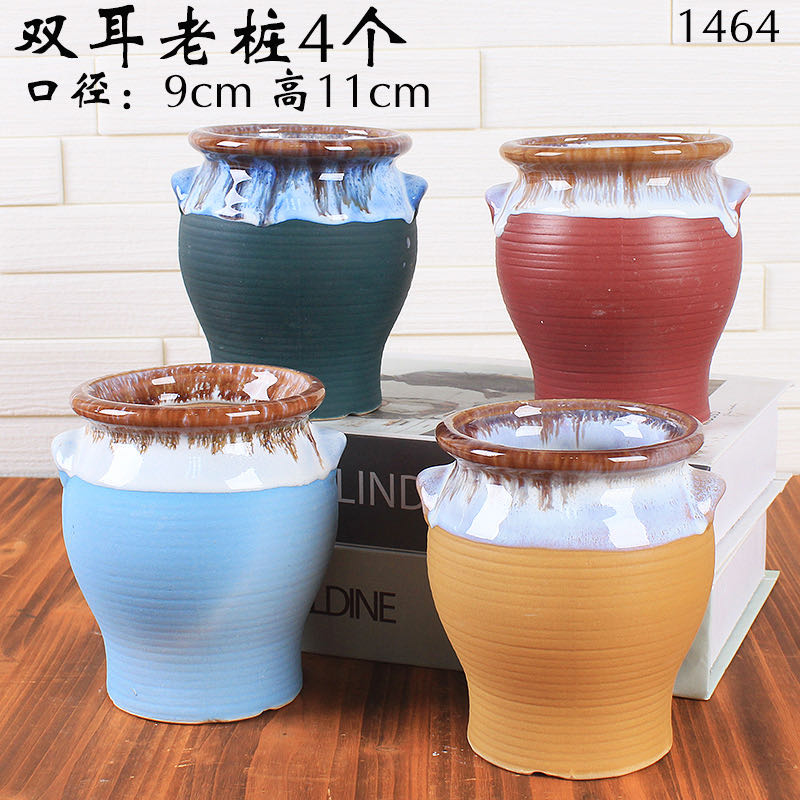 Succulent flowerpots, garden ceramic mini new items, creative rough pottery retro home new products, porcelain jars and POTS 8 detail image 1