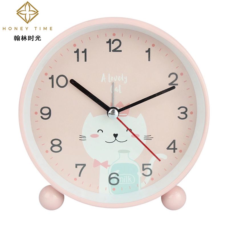 Cute cartoon animal desk clock Color 4.5-inch night light silent scan alarm clock thumbnail