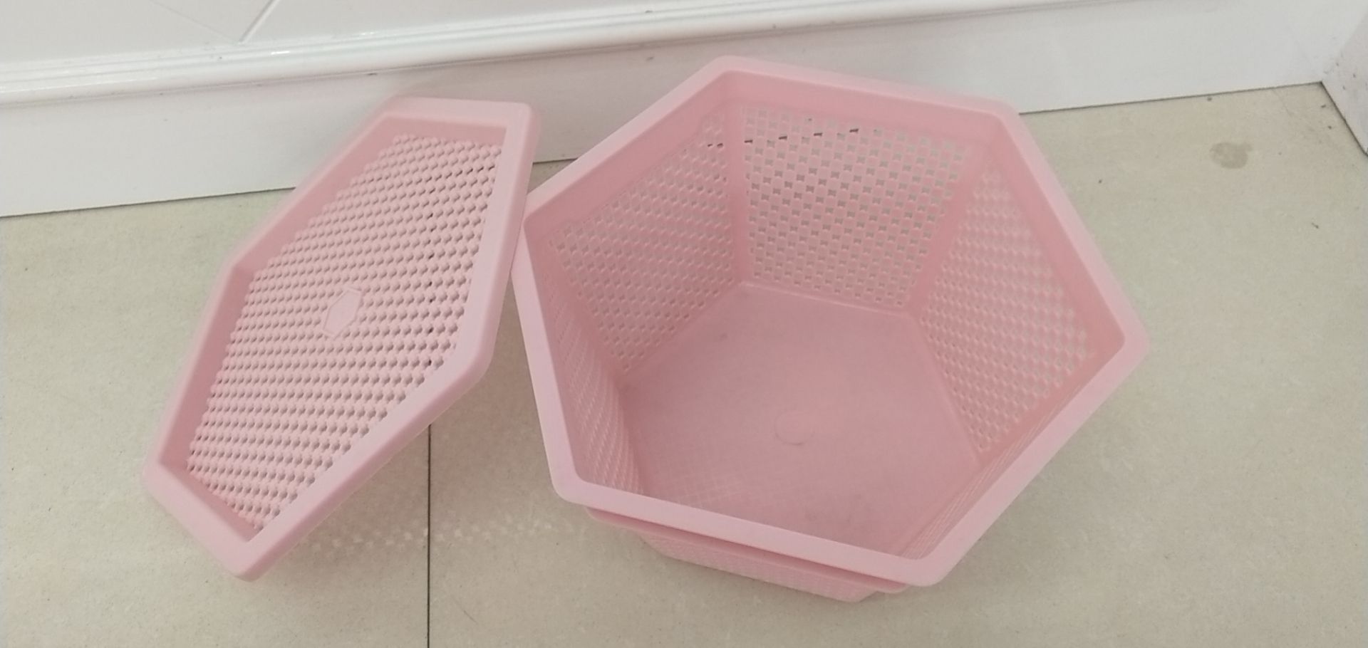 粉色可分不同大小收纳篮加厚买菜购物筐塑料框水果篮