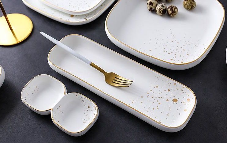 4.75-inch Nordic-style modern and fashionable gold-rimmed ceramic pastry bowl, rice bowl and soup bowl detail image 3