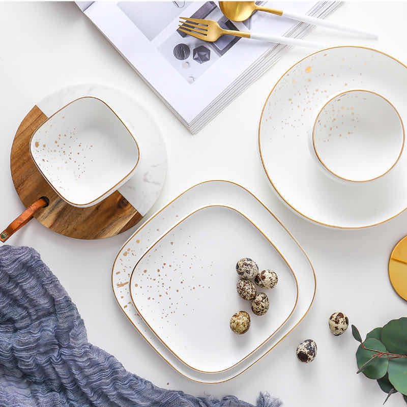4.75-inch Nordic-style modern and fashionable gold-rimmed ceramic pastry bowl, rice bowl and soup bowl detail image 5