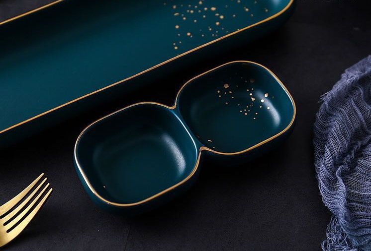 6-inch Nordic-style modern and fashionable gold edge Xi Dian Ceramic dual-style flavor plate pic 3