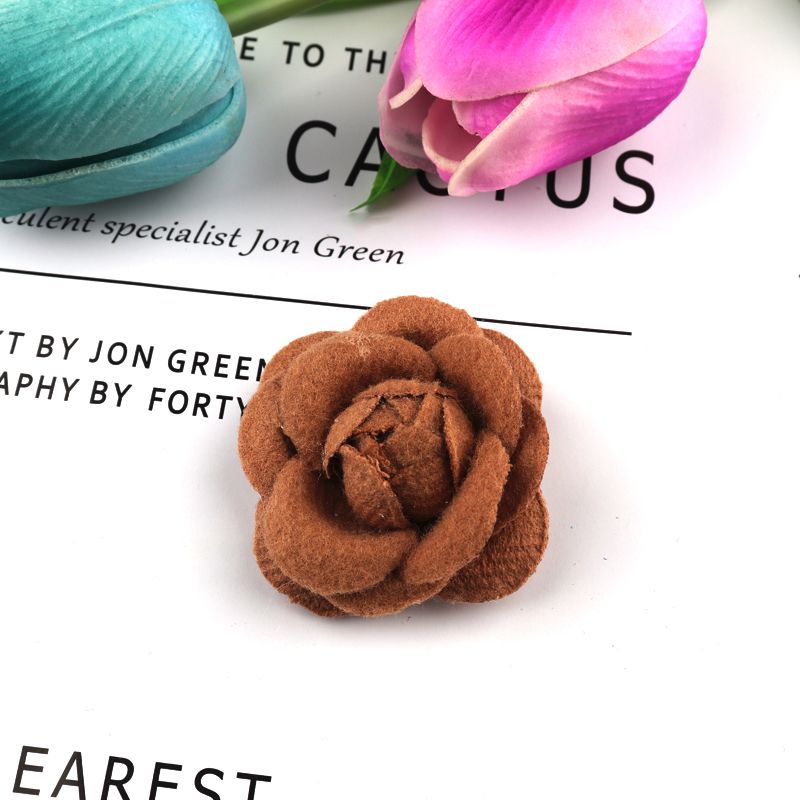 韩版DIY手工花鞋帽胸针时尚百搭装饰品呢料山茶花布艺花厂家直销详情图6