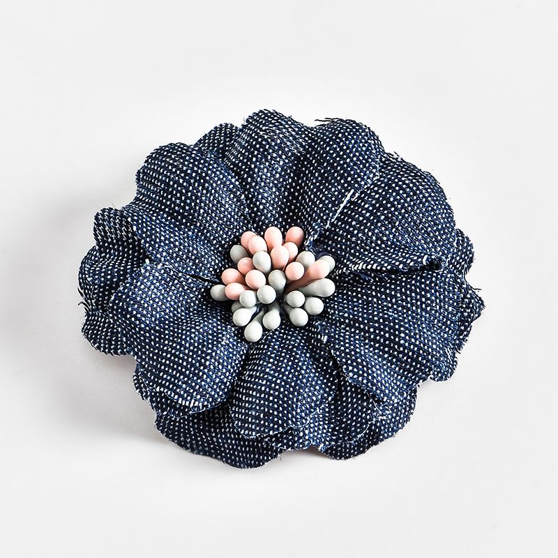韩国布料diy手工发饰头饰品配件烫花珍珠包蕊花朵辅料胸针花朵厂详情图5