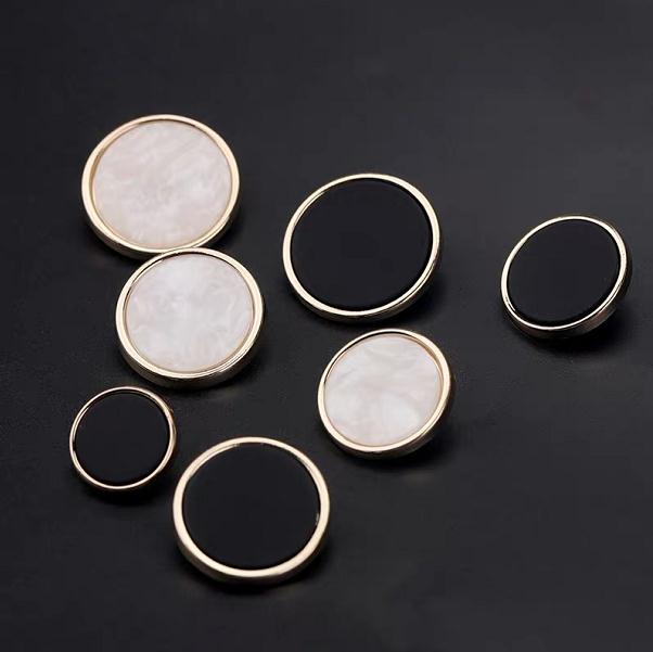 Metallic flat buttons, round buttons, decorative woollen coats for men and women, black and white buttons