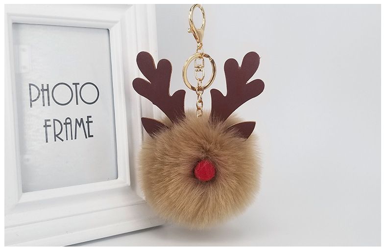 厂家直销pu圣诞麋鹿角钥匙扣可爱包包挂件汽车圣诞小礼品外贸定制详情图1