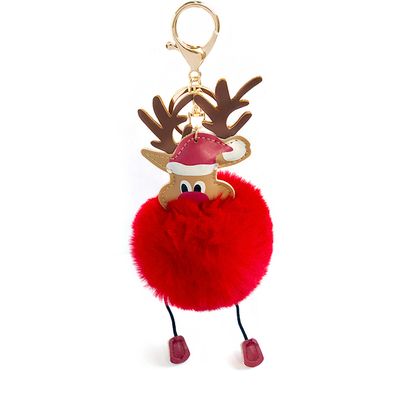 厂家圣诞麋鹿毛绒钥匙扣汽车毛球挂饰钥匙链女包皮草挂件礼品详情18
