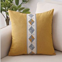 厂家现代几何刺绣简约亚麻抱枕套 家居用品沙发布艺办公室腰靠枕