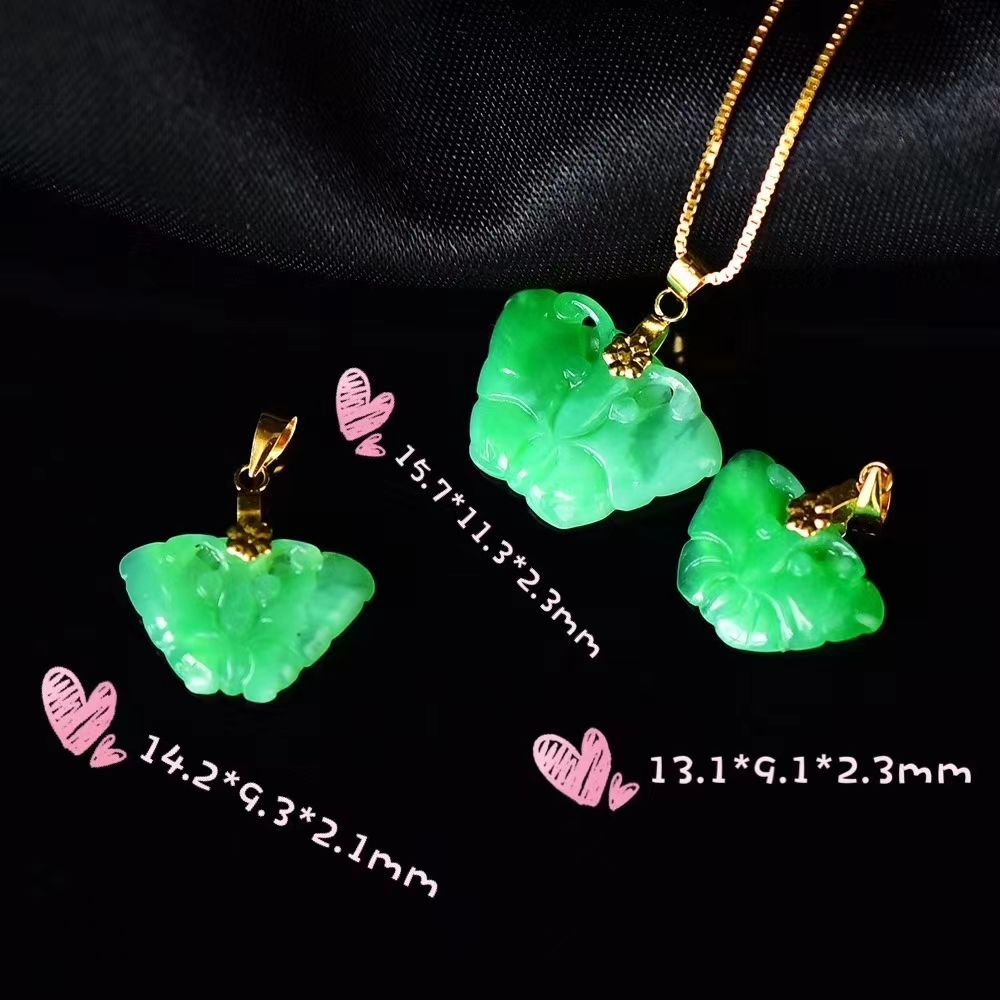 18K金扣头搭配 天然A货正阳绿翡翠蝴蝶镶嵌料 高档满绿 不含链子图