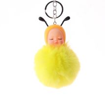 厂家直销帽子娃娃仿獭兔毛球钥匙扣可爱睡萌娃毛球挂件小礼品赠品