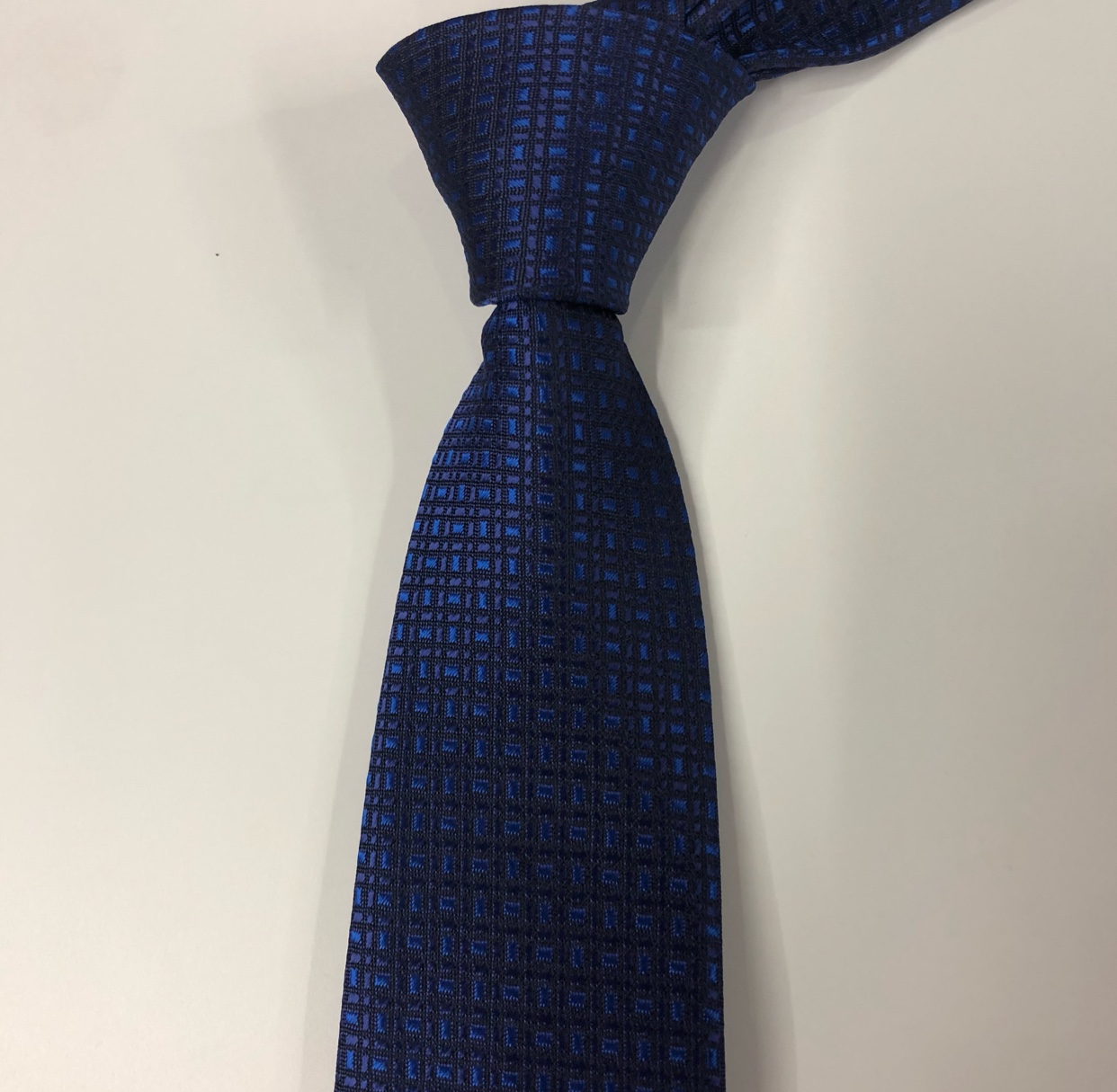 2020年新款男士领带 深蓝色涤纶领带编织提花小点点花纹领带工厂详情图3