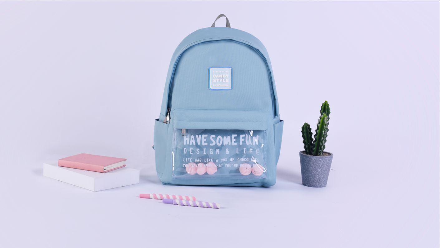 Yiwu Selection fun doll - light blue backpack /28708