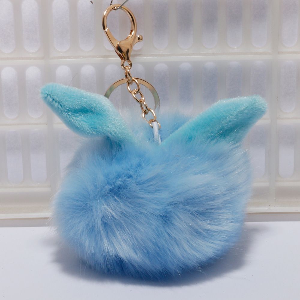 承接外贸订单兔耳朵毛球钥匙扣超萌挂件可爱包包汽车毛绒挂饰链圈详情图15