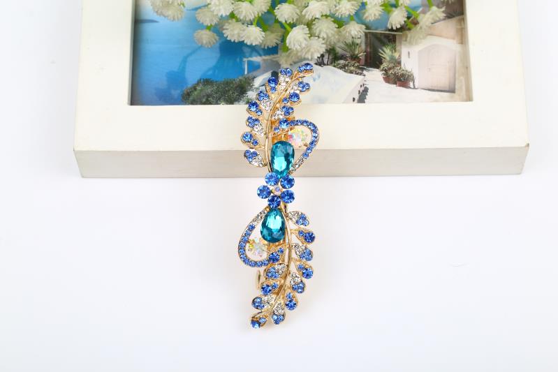 Ting Xuan Jewelry Headdress Alloy With Diamond Stylish Leaf Edge 8 Cm Cross Clip Hairpin Pin 001