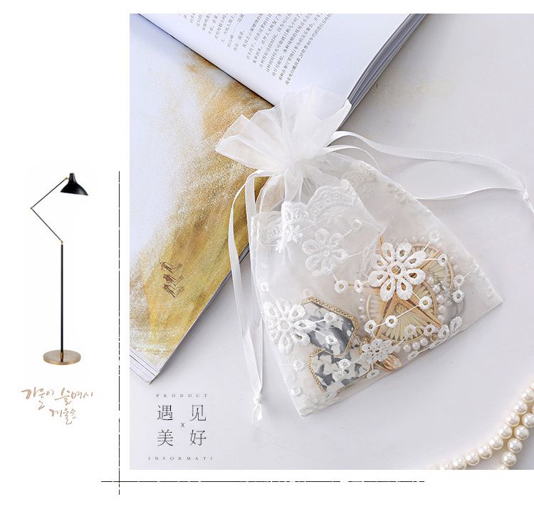 16X23白色太阳花首饰礼品收纳抽绳束口袋 现货批发收纳创意束口详情图2