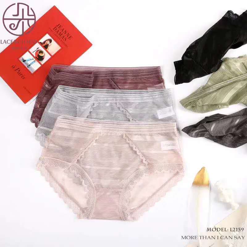 Women's underwear female lace crotch antibacterial middle waist ice girls day breathable sexy girls 2159