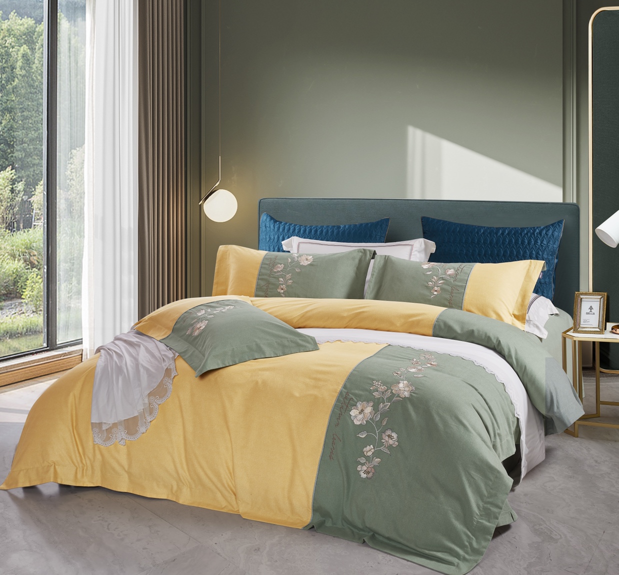 Factory direct sales set of 60-piece camel hair brushed and stitched embroidery 4-piece set