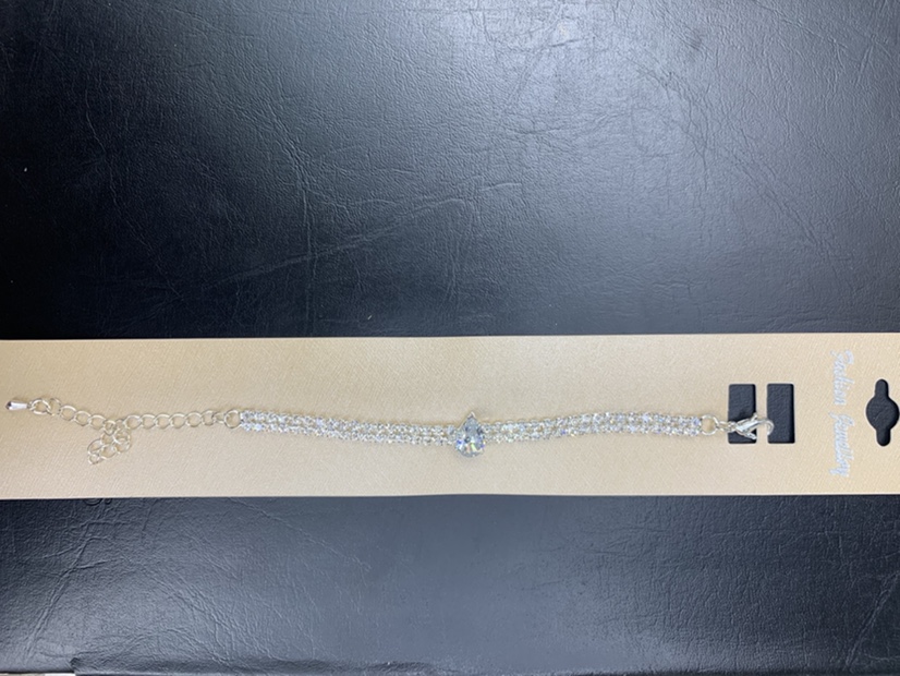 Double row rhinestones with zircon bracelet