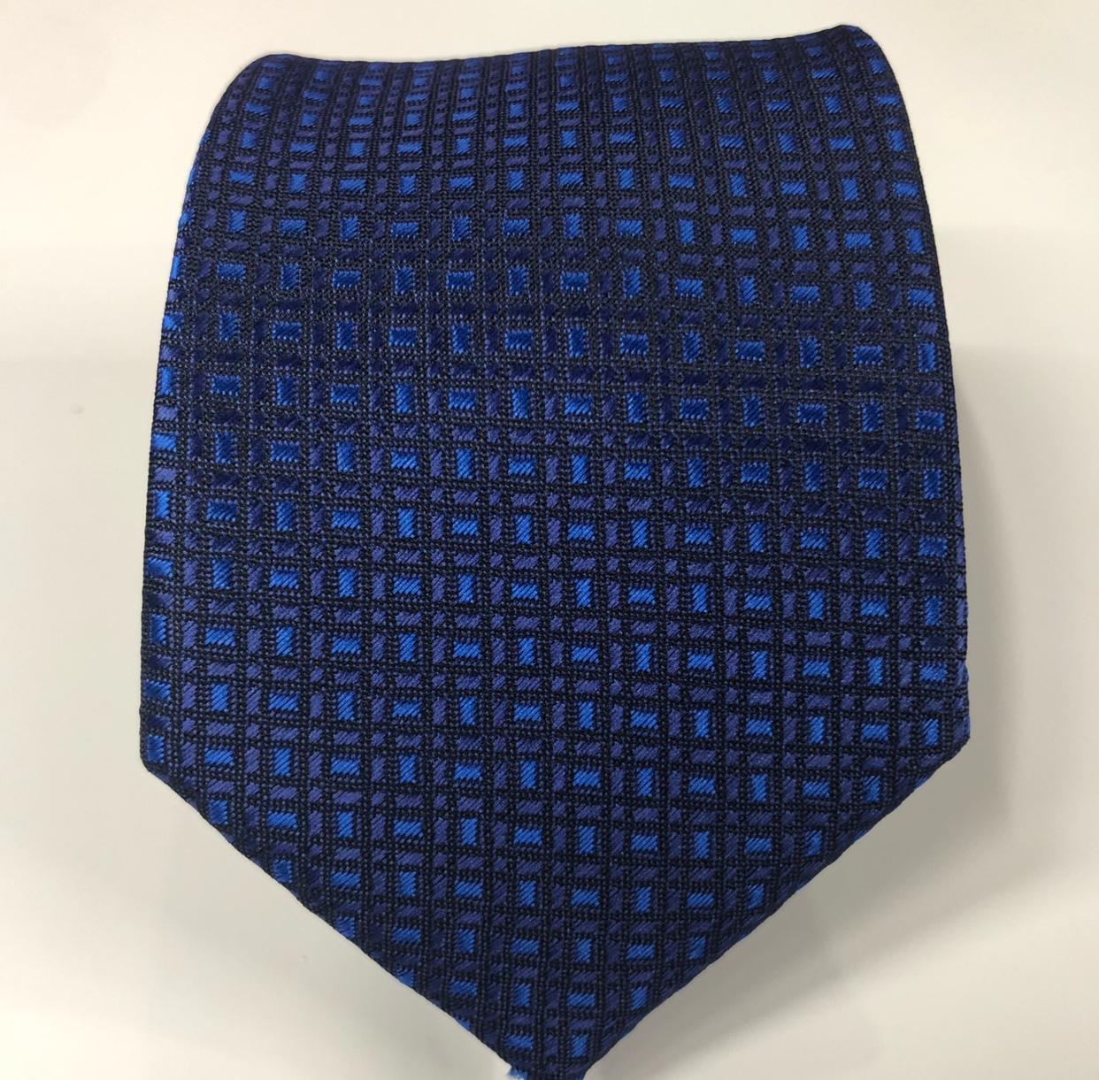 2020年新款男士领带 深蓝色涤纶领带编织提花小点点花纹领带工厂详情图6