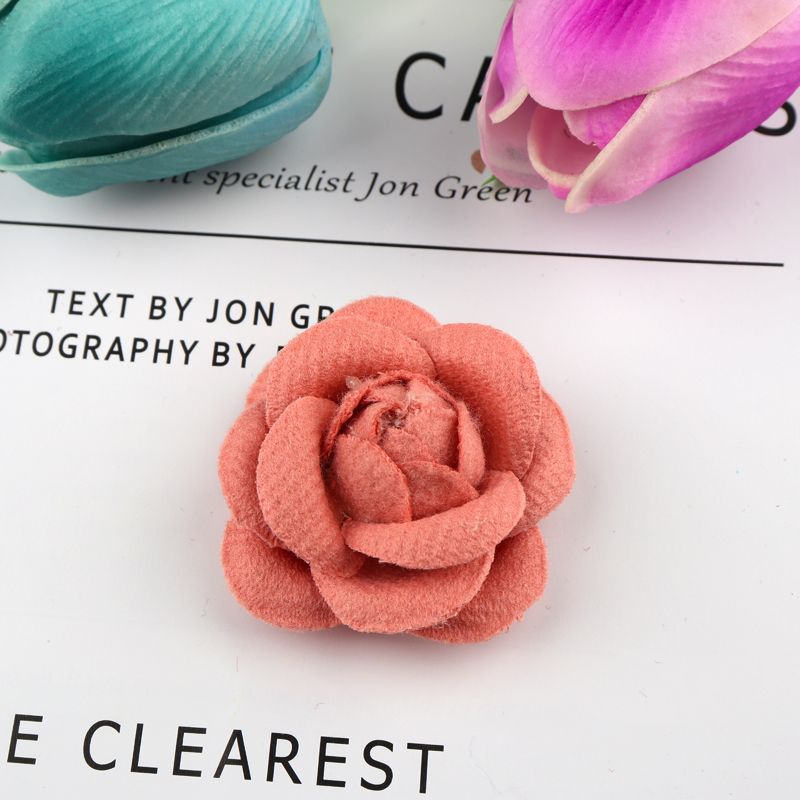 韩版DIY手工花鞋帽胸针时尚百搭装饰品呢料山茶花布艺花厂家直销详情图10