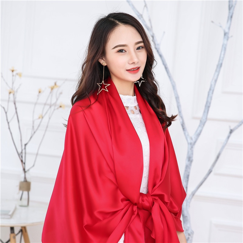 Extra grande color sólido verano slim protección solar chiffon chal largo otoño invierno viaje mujer playa playa gasa toalla clase