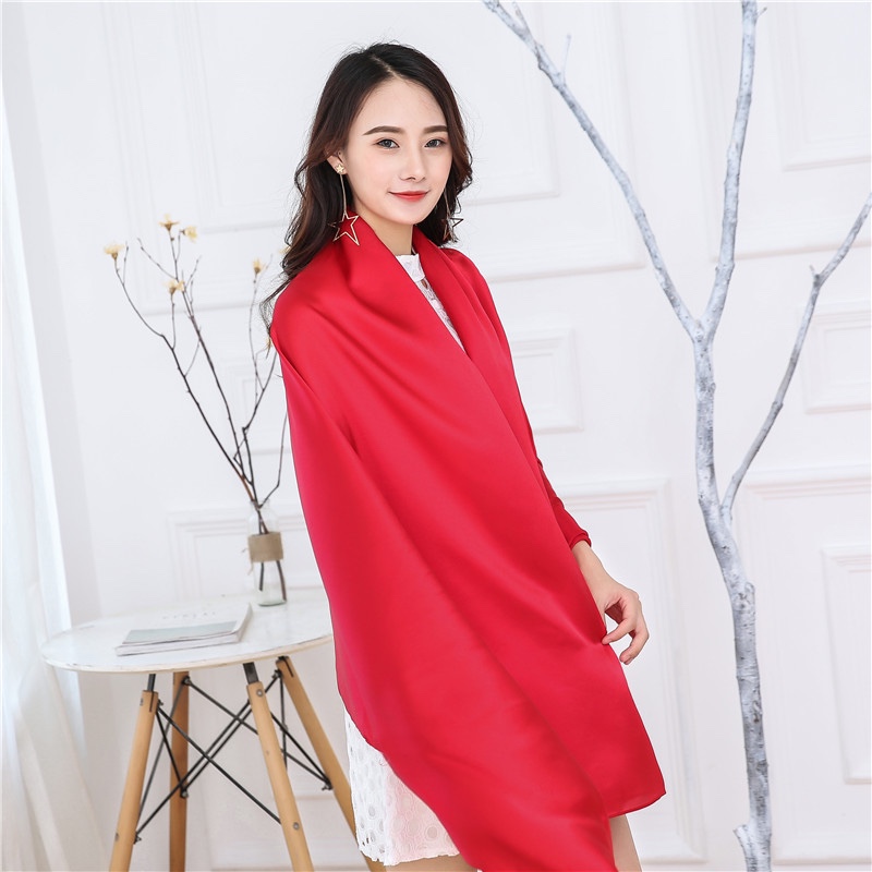 Oversize color sólido verano slim protector solar chiffon chal largo otoño invierno viaje mujer mar, playa gasa toalla rojo