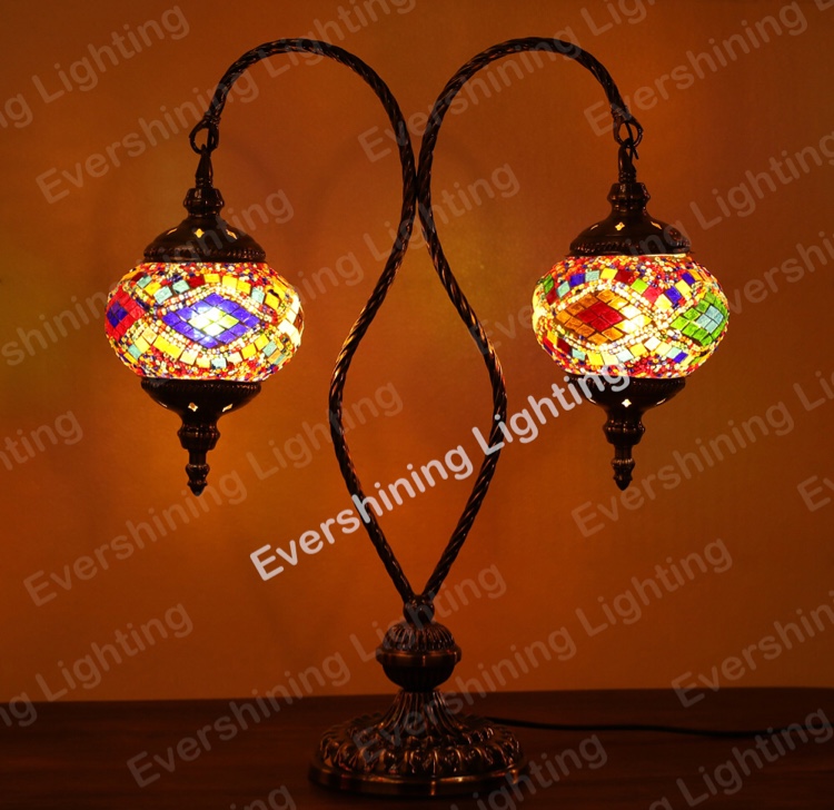 Turkish Mosaic table lamp decorative lamp with double-necked swan neck details Picture