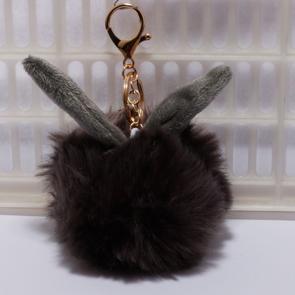 承接外贸订单兔耳朵毛球钥匙扣超萌挂件可爱包包汽车毛绒挂饰链圈详情图16