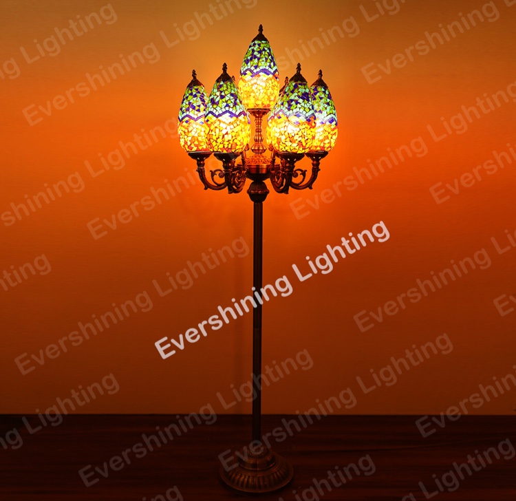 Turkish Mosaic floor lamp decorative lamp, 7-headed olive-shaped floor lamp details Picture