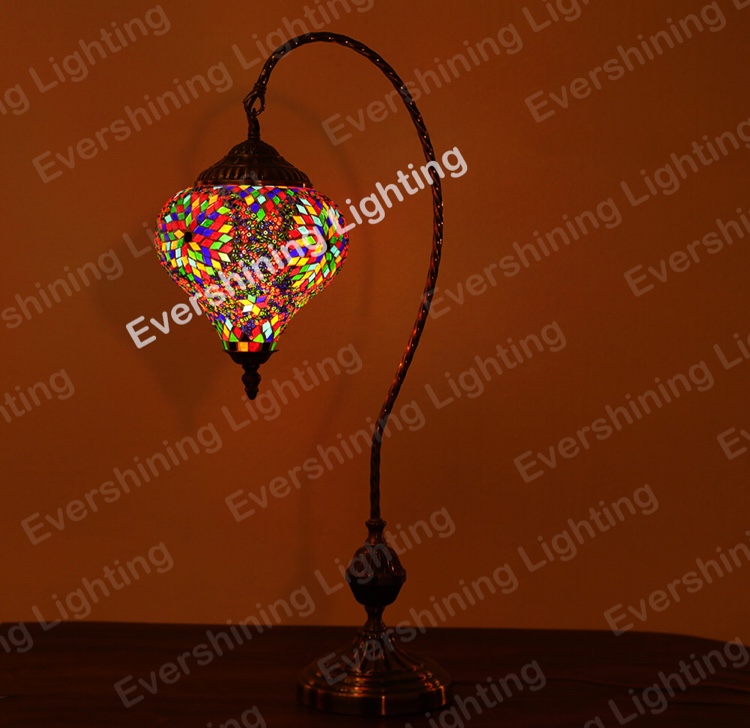 Turkish Mosaic table lamp decorative lamp, swan neck large table lamp, heart shape