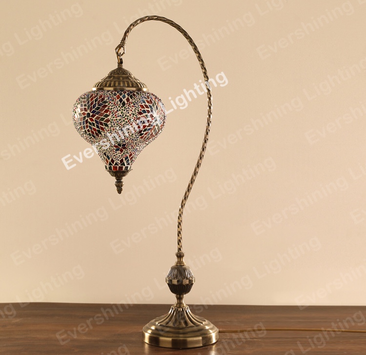 Turkish Mosaic table lamp decorative lamp, swan neck large table lamp, heart shape Specification image