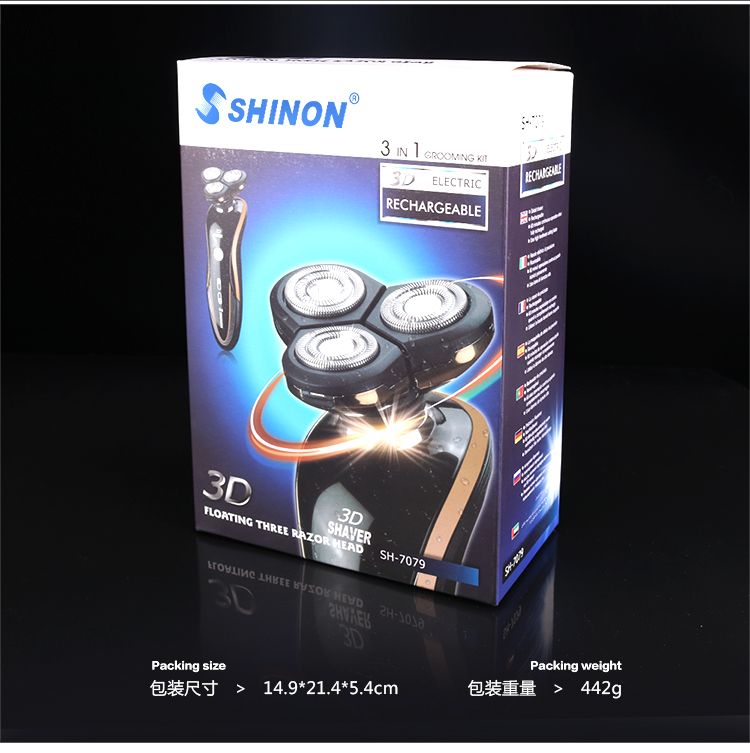 跨境优选新款液晶多功能剃须刀电动刮胡刀3刀头剃须套装全身水洗SHINON详情19