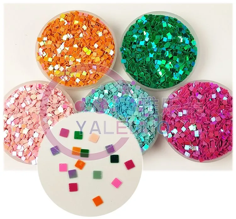 PVC2mm cream-colored square sequin nail art beads, diy jewelry material pack, slime resin accessories detail image 4