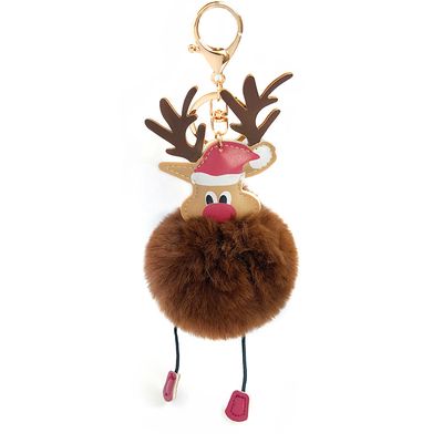 厂家圣诞麋鹿毛绒钥匙扣汽车毛球挂饰钥匙链女包皮草挂件礼品详情23