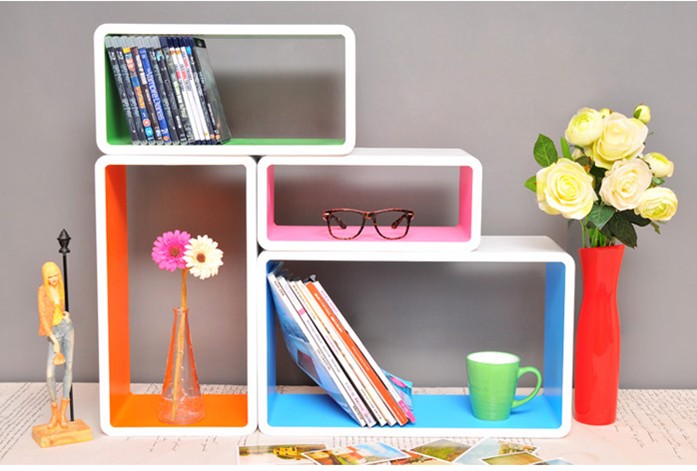 Lacquered rectangular storage shelf Four-piece display cabinet Display shelf Storage shelf Creative lattice A447A
