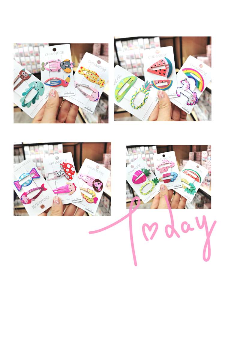 Cute Ins-style cartoon printed BB hair clips with side clips and headwear