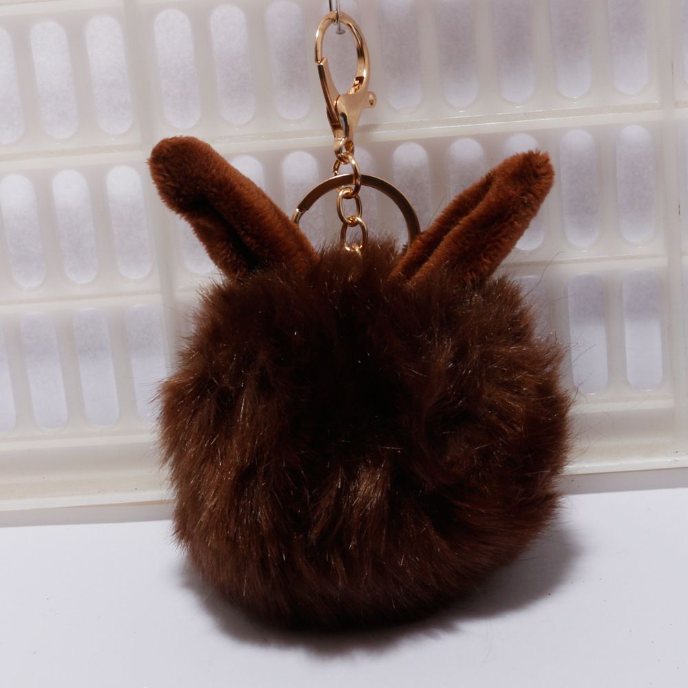 承接外贸订单兔耳朵毛球钥匙扣超萌挂件可爱包包汽车毛绒挂饰链圈详情图12