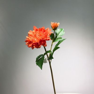 Yiwu Selection high - grade export simulation flower fake flower wholesale yellow hand simulation Dahlia table flower chrysanthemum Specification drawing
